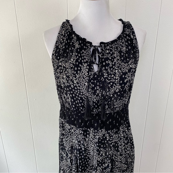 Bila Maxi Dress Sz XL Black Handkerchief Hem Floral Gauze Boho 90s Style Flowy - Picture 3 of 16